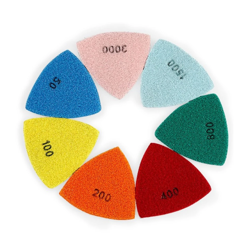 1pcs 90mm Triangle Diamond Dry Polishing Pads For Granite Marble Concrete Stone Sanding Pads   Polishing Discs