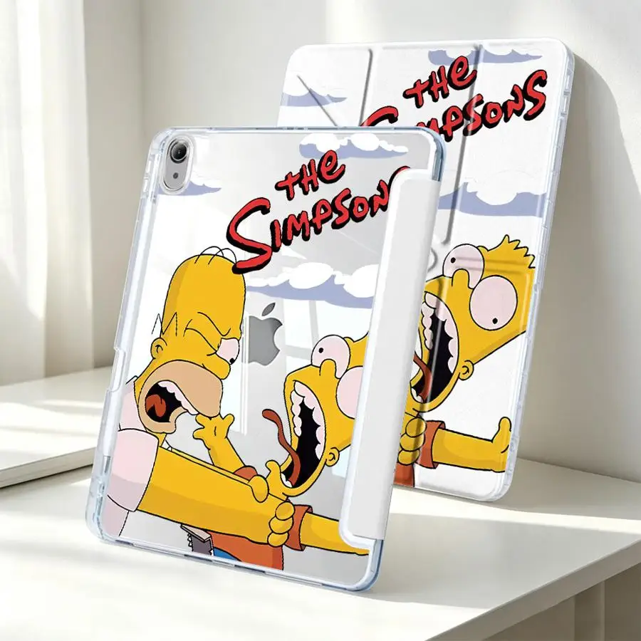 Cartoon The Simpsons Tablet Case For iPad 12th 9th Mini 7 6 5 10th Gen 11th Air 8 M2 M3 3 Pro 13 2025 2026 With Pen Slot Cover