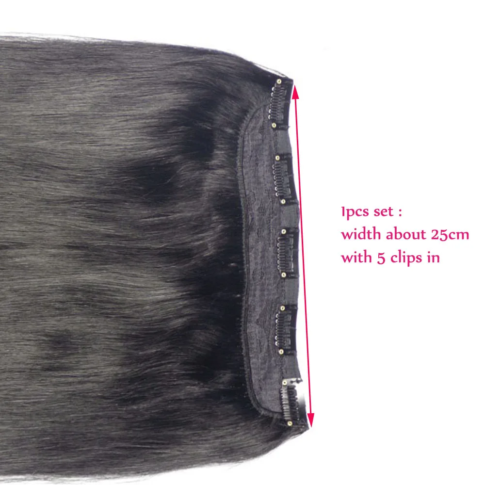 Chocala 100% Brazilian Human Remy Hair Extensions One Piece Set With 5 Clips In 1pcs 80g 100g Straight