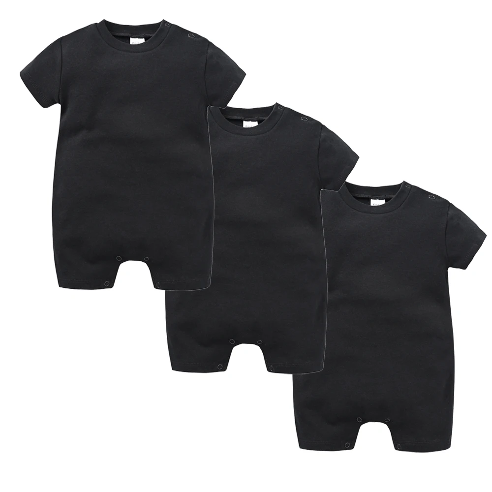 2025 Unisex Baby Rompers 3m 6m 9m 12m 100% Cotton Short Sleeve Newborn Solid Clothes Plain Design Infant Child Clothing