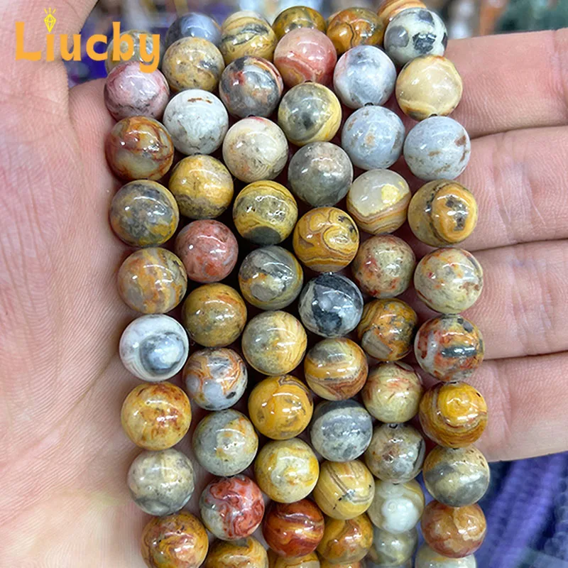 Natural stone Crazy yellow agate beads For Jewelry Making DIY Handstring Accessories Rings Bracelets 15" Wholesale 4/6/8/10/12mm view 4