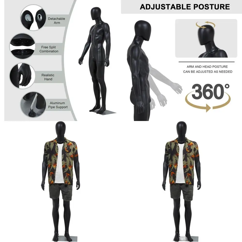 

Adjustable 72.8 Male Full Body Mannequin with Metal Stand for Clothing Displays