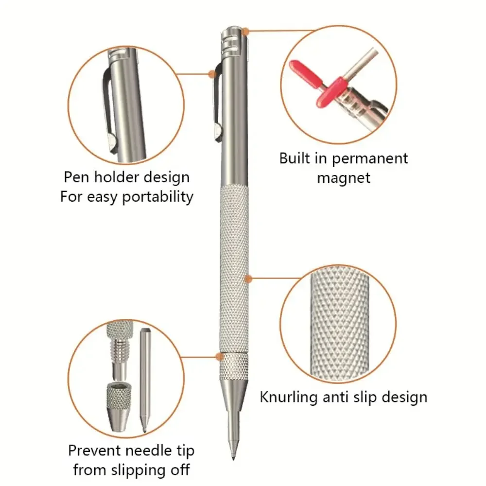 Magnetic Diamond Scriber Pen for Metal Wood Glass Tile Tungsten Carbide Tip Cutting Marker Pencil Metalworking Hand Tools