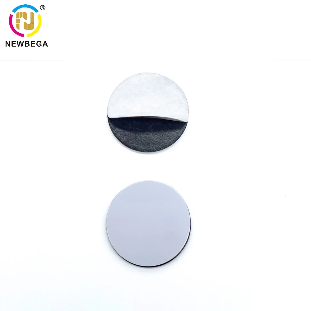 T5577 PVC  Coin Disc Card/Tags with Magnet Anti-Metal,125Khz RFID Rewritable Chip Round 3M Self-Adhesive Sticker,  5PCS