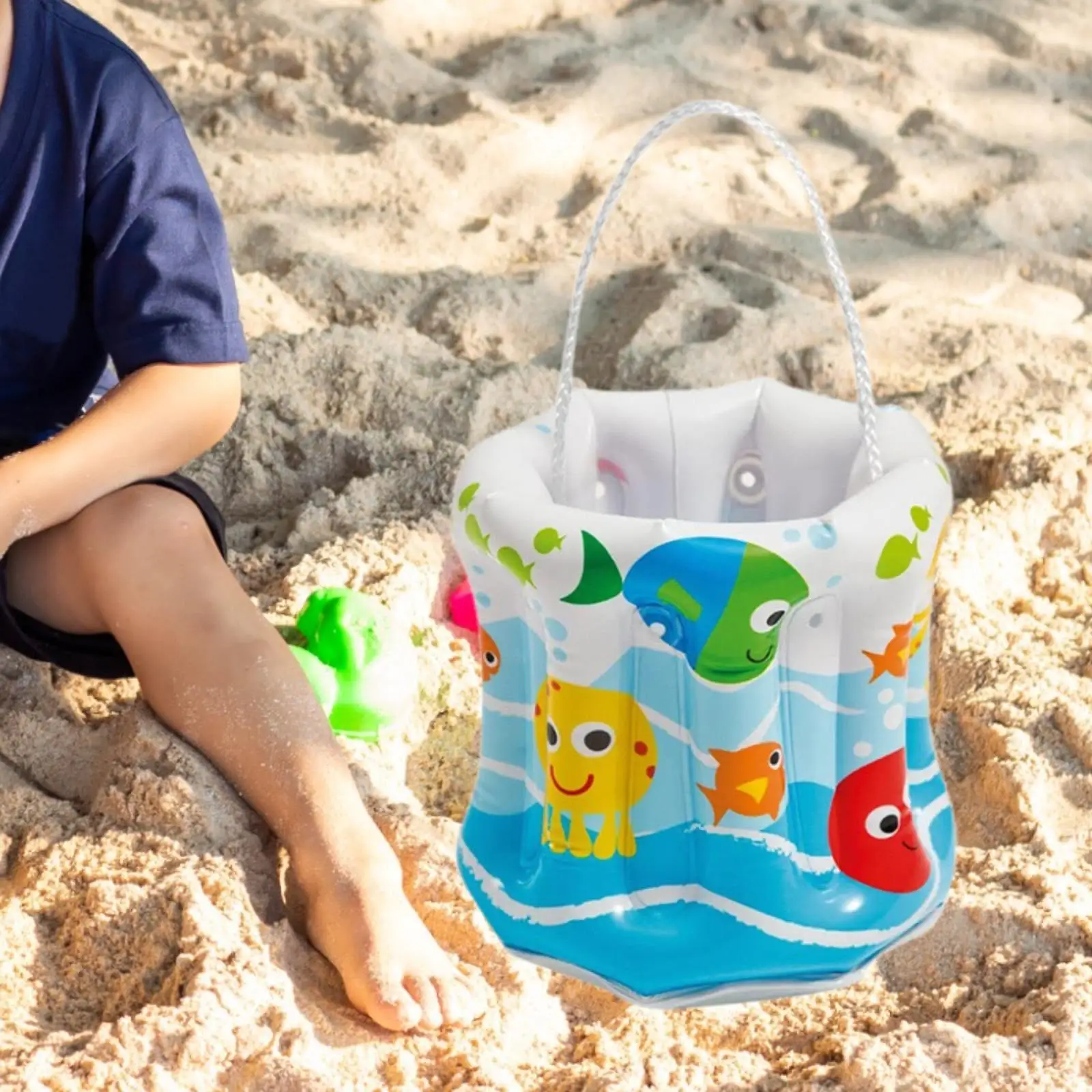 Inflatable Ice Bucket Drink Cooler Compact Summer Kids Beach Water Bucket Beverage Cooler for Hawaiian Party Picnic Camping BBQ