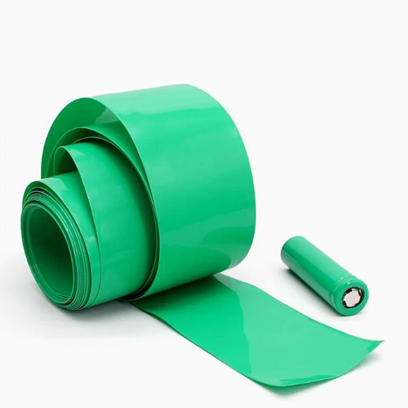 أنبوب الانكماش PVC الأخضر 18650 بطارية ليثيوم حزمة طبقة التعبئة والتغليف 21700 أنبوب انكماش التغليف لحماية البطارية