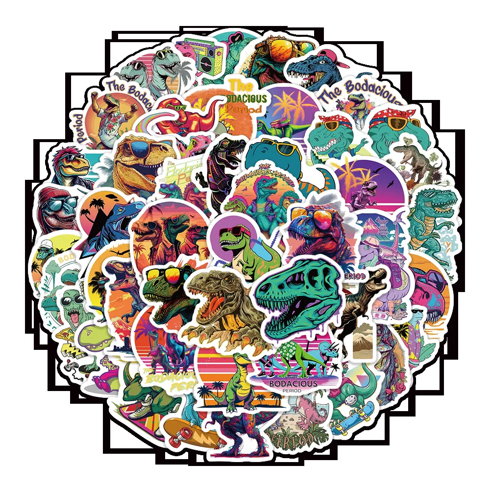 

50PCS Cartoon Cute Funny Dinosaur Meme Doodle Decorative Stickers Waterproof Decal Children's Toy Gifts for Scooter Bicycle