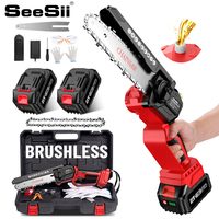 SEESII Mini Chainsaw 6 inch Brushless Cordless Electric Saw Chainsaw Battery for Garden Cutting Loppers Wood Cutting Power Tools