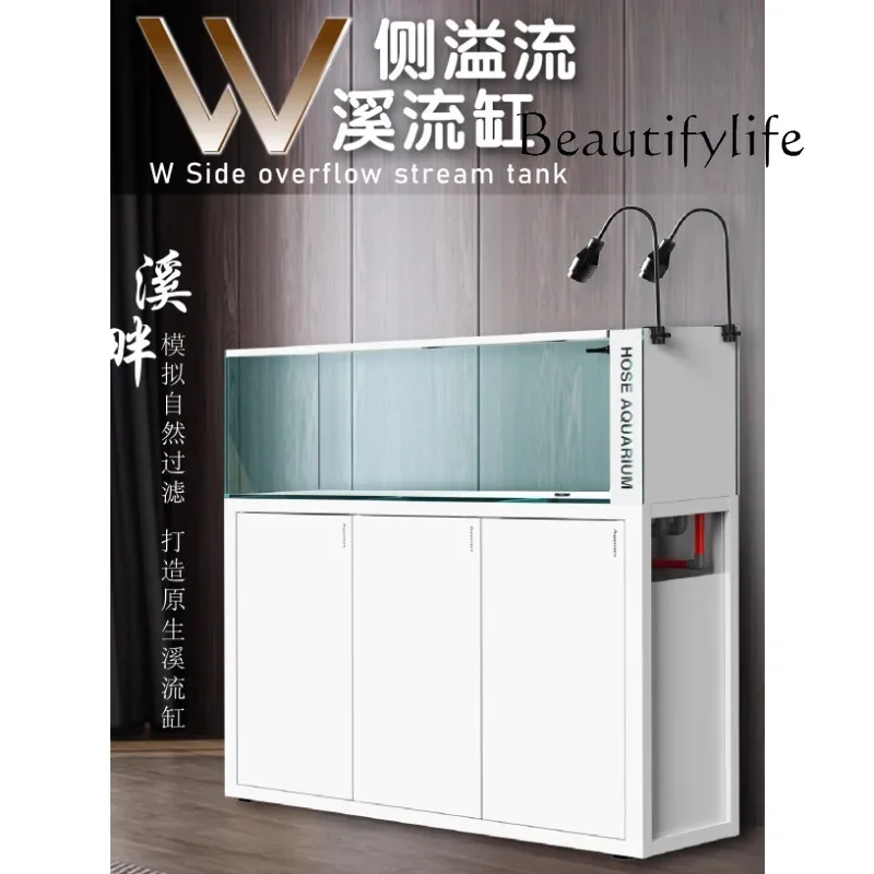 A Aquarium Bottom Filter Ultra-white Glass Lanshou Stream Tank Bag Back Overflow Ecological Sea Tank