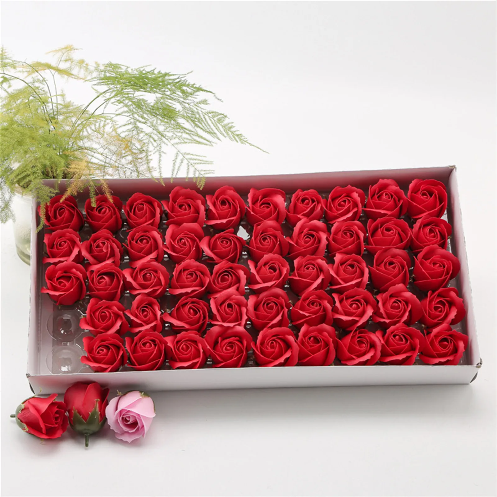 50PCs/Box Preserved Fresh Rose Flower Heads 4-5CM Dried Flower Roses for Teddy Bear Handmade DIY Eternal Flower Arrangement Gift