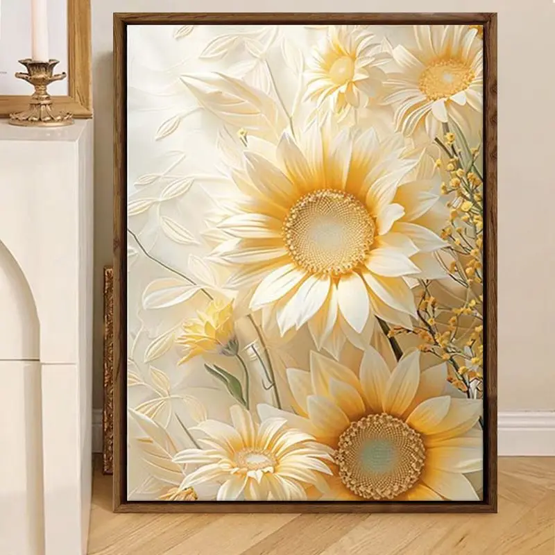 

Handmade Full Stitch Diamond Painting Cross Stitch Flower Pattern Star Wall Hanging Art Cotton Fabric Modern Simple Style