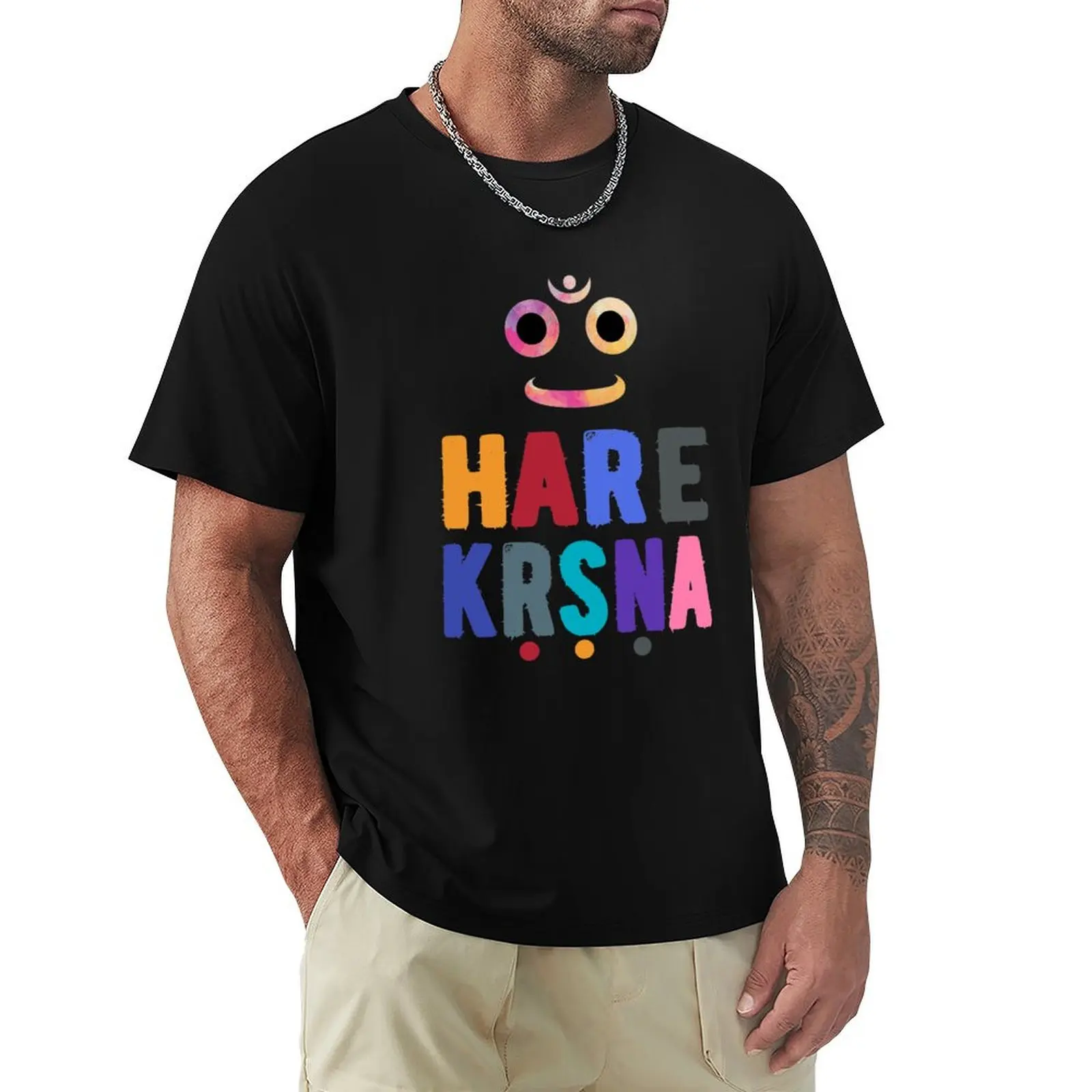 

Hare Krishna with retro vintage Jagannath face Divinely Handsome T-Shirt customs korean fashion mens graphic t-shirts anime