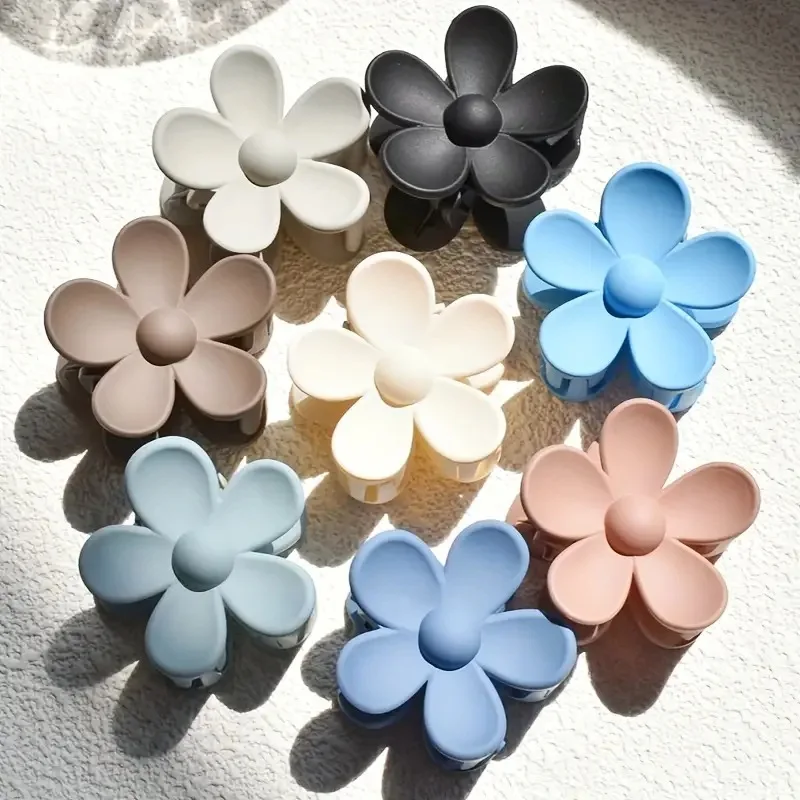 8/Set of WOMEN'S Fashion Flower Clip Frosted Small Hair Clip Macaron Color Flower Clip Neutral Color Flower Clip