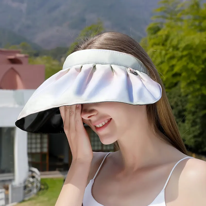 

Free Shipping Gradient Rainbow Color Sunscreen Shell Cap Female Summer Large Eaves Sun Hat Foldable Hat