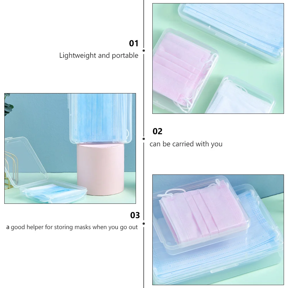 

10pcs Mask Storage Box Eco-friendly Containers Travel Family Use Transparent Lightweight Compact Masks Jewelries Beads