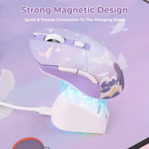 Imagen 2 del producto DAREU-ratón para Gamer de modos duales, RGB, 2,4G, inalámbrico, con cable, batería de recarga integrada de 930mAh con Macro Set para PC y portátil