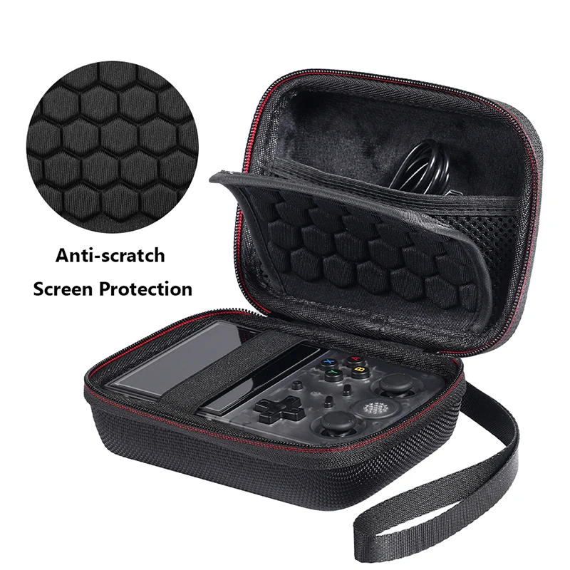 Hard Carrying Case with Mesh Pocket for SD Card USB Type-C Cable Travel Portable Pouch for Anbernic RG35XX H/RG353M Game Console