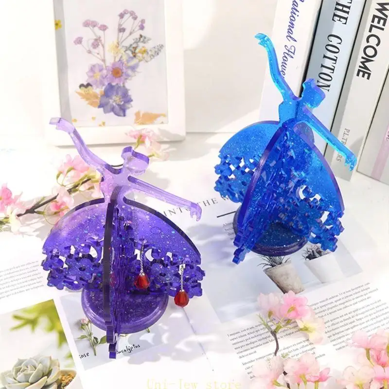 

Tarjeta flores Dancing Girlet Moldón Diy Pendimiento molde pegamento Pendientes Animáneo Soporte joyería Molde