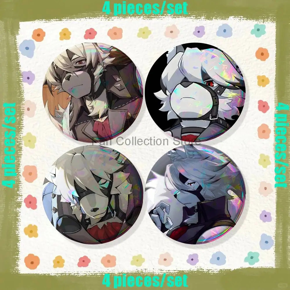 

ZZZ V-Von Lycaon 4-piece set Enamel Pins Cartoon Anime Badge Fashion Jewelry Accessories Round Snap-in Brooch on Backpack