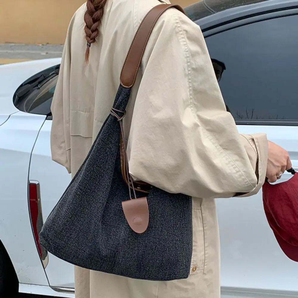 

Leisure Korean Style Denim Tote Bag Cowboy Large Capacity Canvas Shoulder Bag Lightweight Harajuku Commuting Underarm Bag Daily