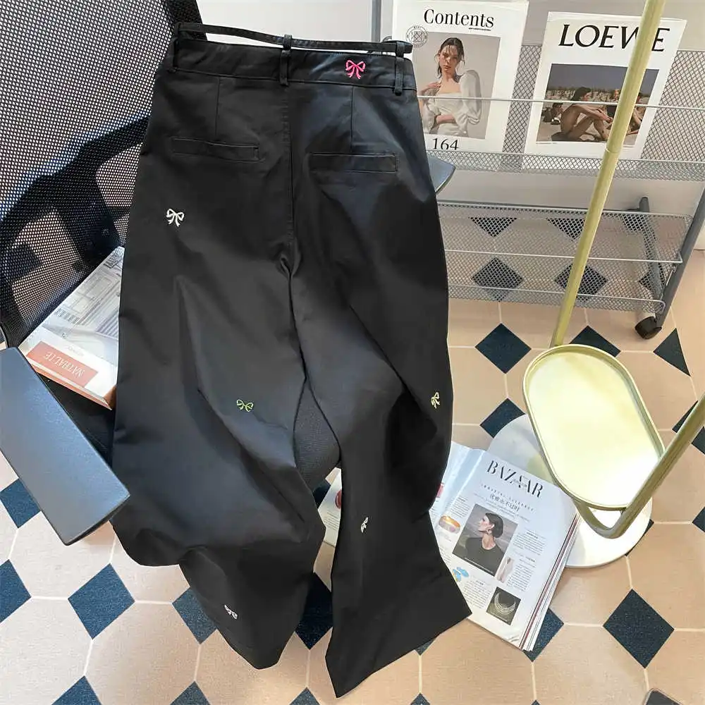 سراويل نسائية فضفاضة مخططة عتيقة Y2k سراويل طويلة Harajuku جمالية كبيرة الحجم عالية الخصر سراويل مستقيمة 2000s ملابس عصرية