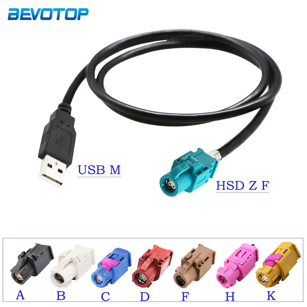 

USB Male Plug to 4 Core Blue HSD Code C Female Connector HSD to USB Cable LVDS Cable Car Head Unit Control Screen RCC NAC Cable