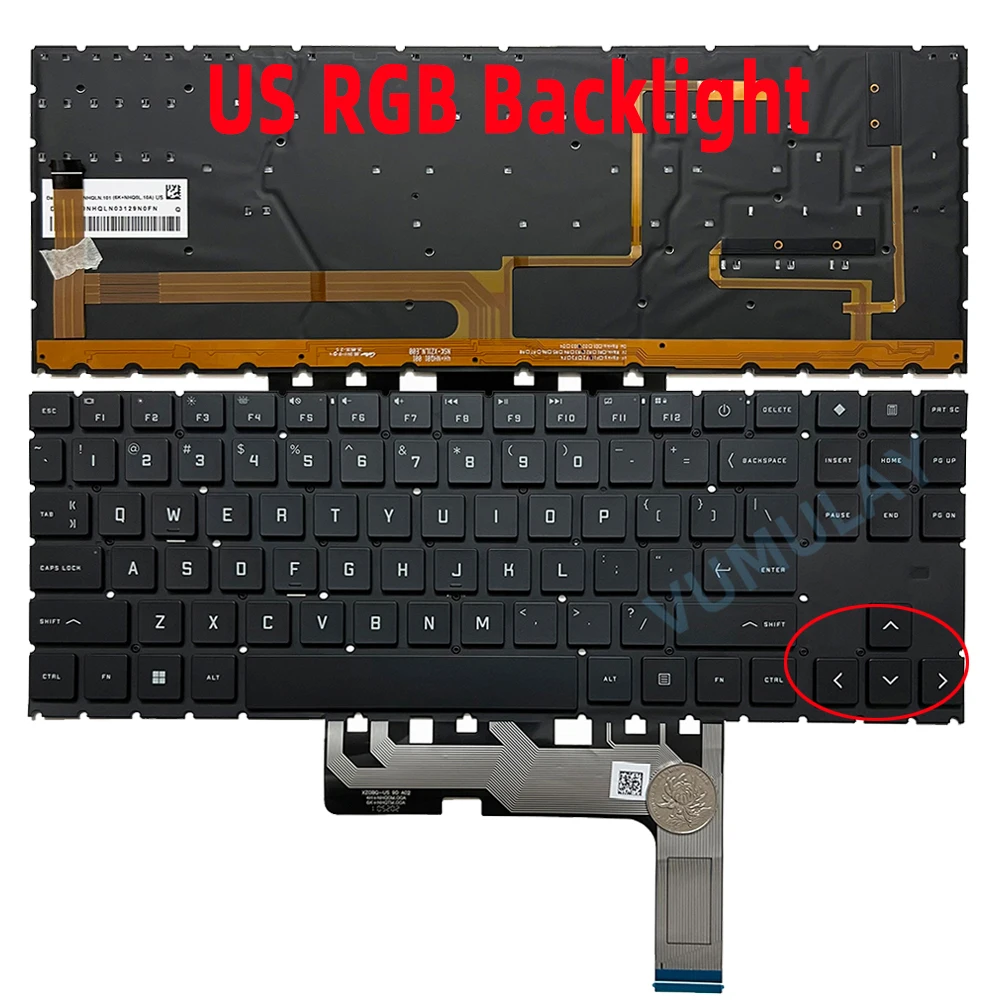 US RGB Backlit Keyboard for HP OMEN 16-K 16-K0023DX 16-U 16-U1047 16-WD 16-WD0063DX 16-WF 16Z-XF 16-B 16T-B 16T-K 16T-WF 16Z-XD