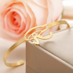 Dawapara Eye of Horus Bracelet Stainless Steel Women Cuff Bangle Adjustable Ancient Egyptian Protection Amulet Jewelry