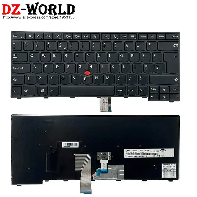 Imagem -04 - Teclado Inglês do Reino Unido para Lenovo Thinkpad T460 T440 T450 s L440 L450 L460 L470 E431 E440 Laptop 04y0891 04y2755 01en537 01ax339 Reino Unido