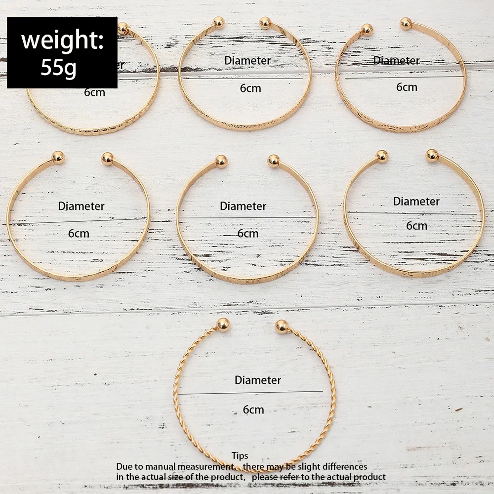 7-teiliges, modisches, elegantes Armband-Set mit sechseckigem Stern- und Twist-Design für Damen, goldfarben, Vintage-Handschmuck, Party-Geschenk – Detail 2