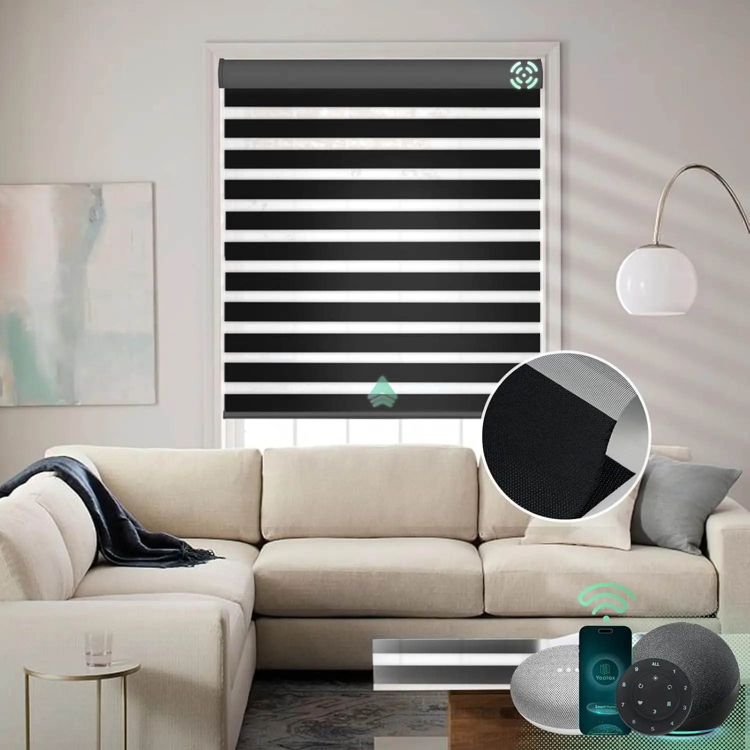 Motorized Day And Night Blinds With Remote, Motorized Zebra Blinds Compatible With Alexa, Privacy Motorized Blinds