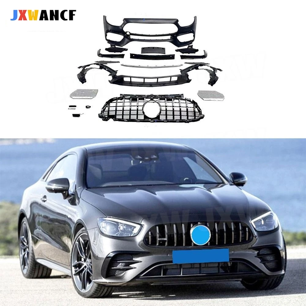 

JXWANCF PP Car for Benz W213 E260 E300 E350 E63S 2021 Front Bumper Lip Rear Diffuser Rear Spoiler Splitters Front Grill