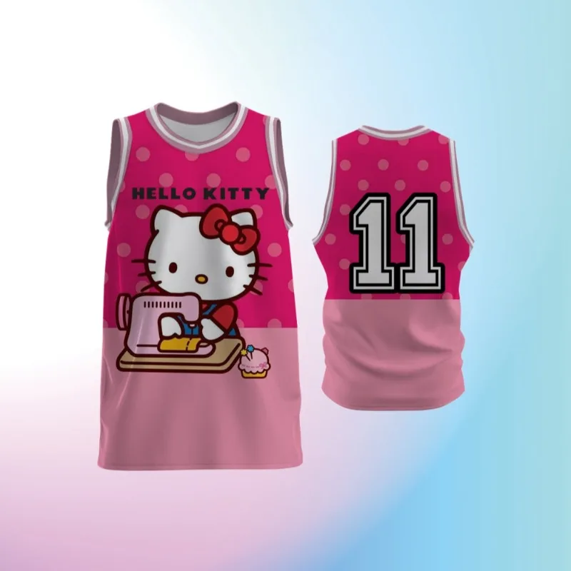 

MOTO-Новинка 2025 года, майка с принтом Hello Kitty, летняя футбольная майка Hello Kitty 2025, большая майка для взрослых/женщин