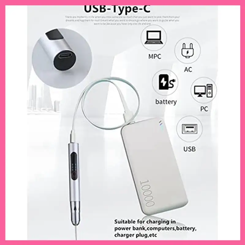 

1 Set SB Rechargeable Mini Grinding Pen Polishing Nail Machines Cordless Engraving Tool, A