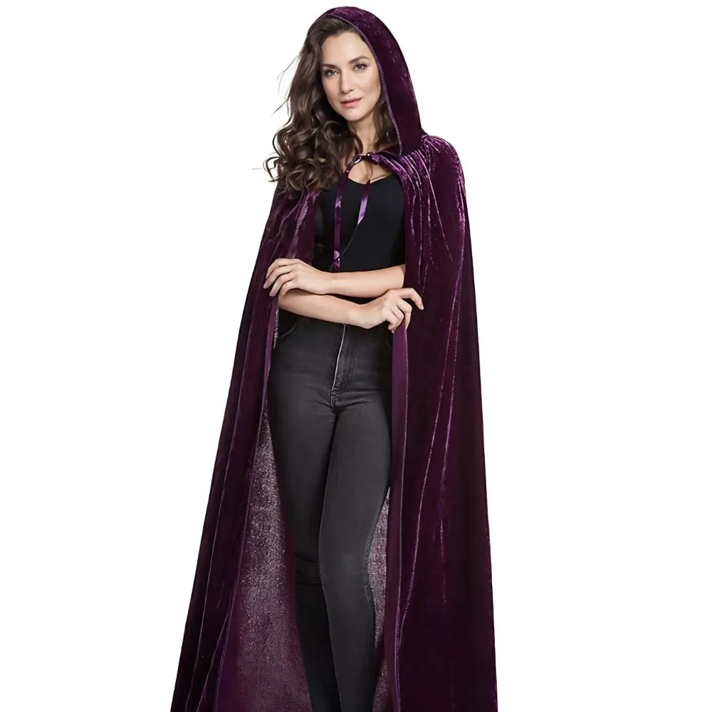 Hocus Pocus 2 Witch Cloak Hooded Mary Sarah Winifred Sanderson Sister Cosplay Costume Halloween Adult Women Girl Long Party Cape