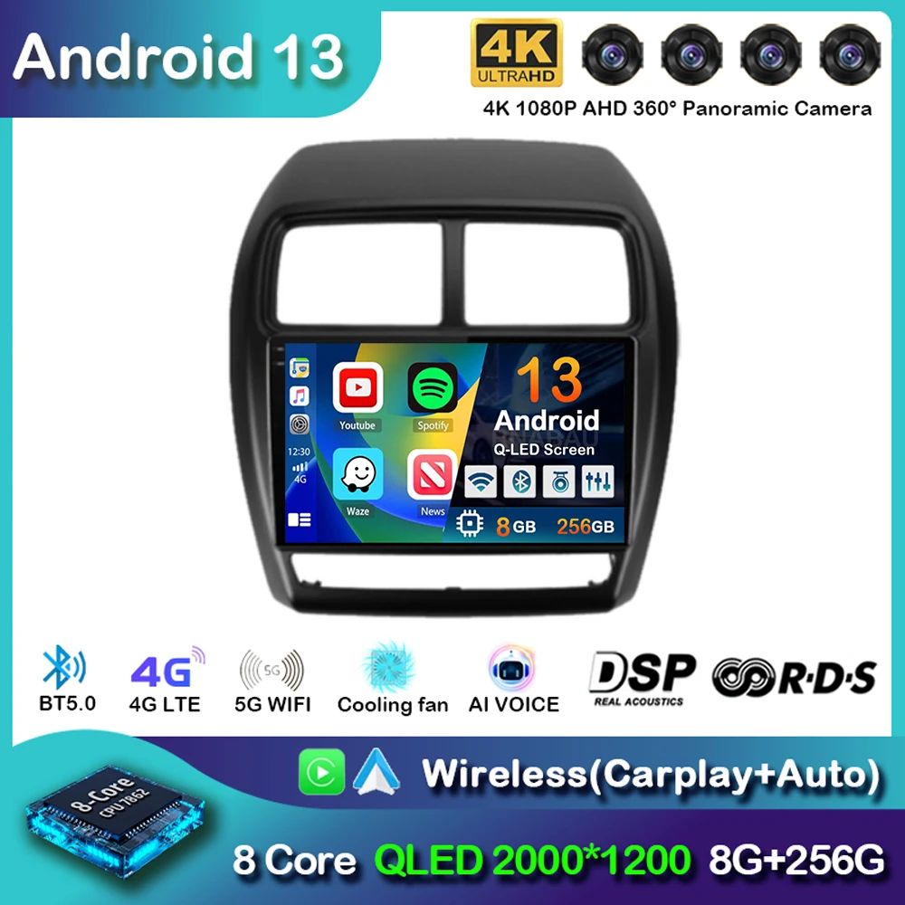 

Android 13 Carplay Car Radio For Mitsubishi ASX 1 2016 2017 2018 2019 2020-2022 Multimedia Video Player GPS Navigation Stereo BT