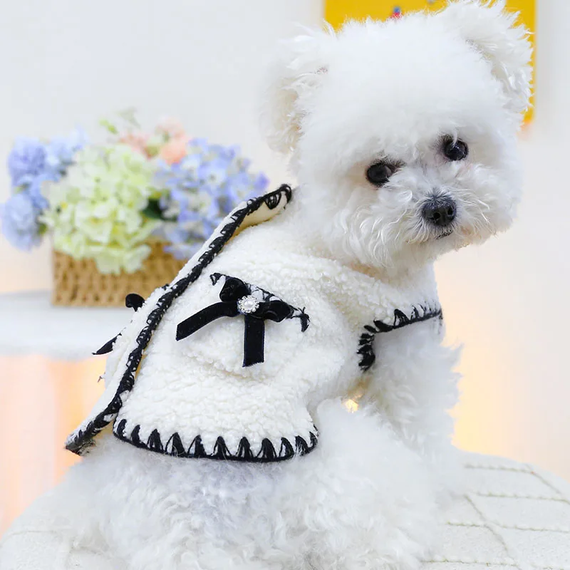 

Luxury Dog Coat White Fleece Jacket for Small Medium Dogs Chiwawa Maltese Winter Dog Clothes Puppy Sleeveless Clothing Outfit XL