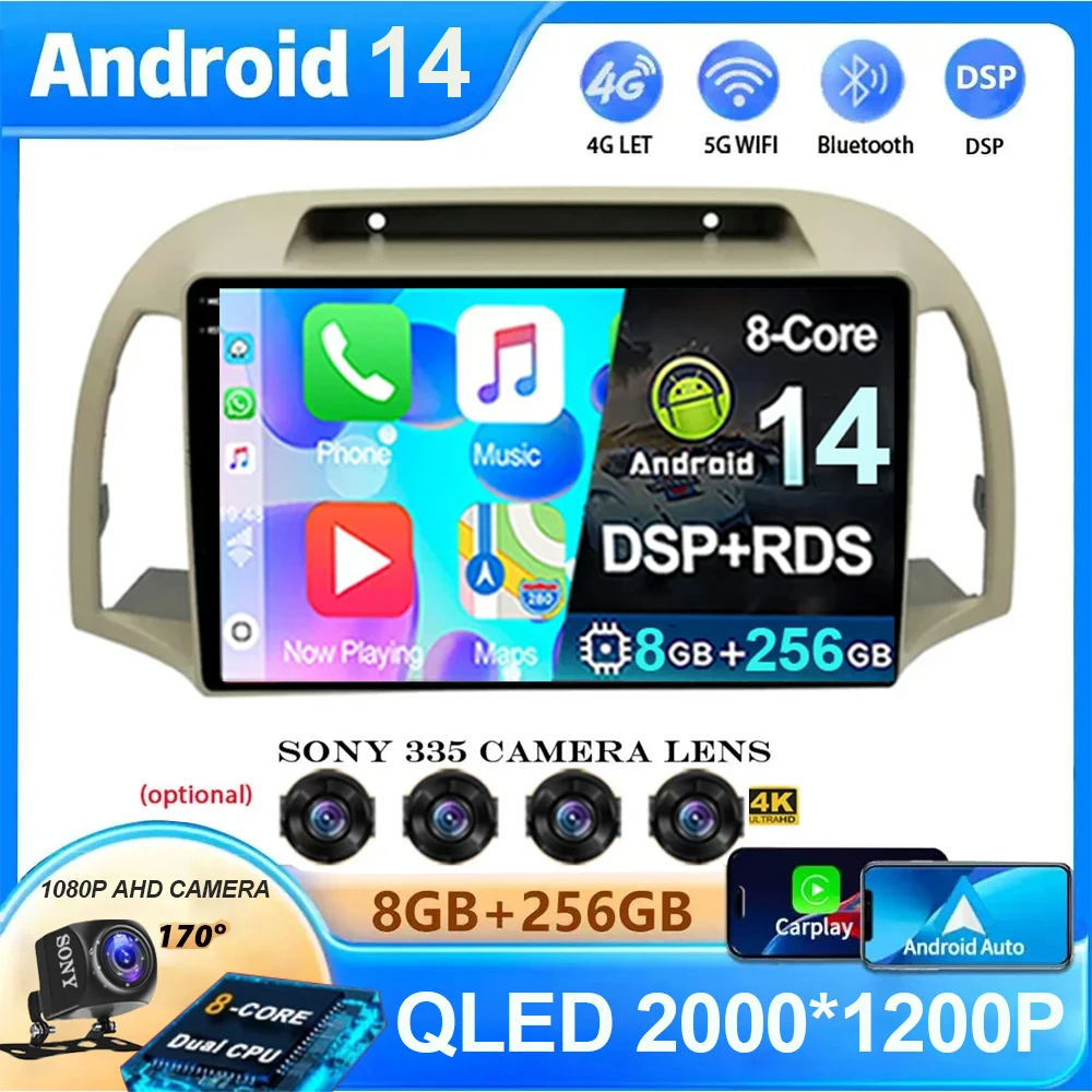 

Android 14 For Nissan March Micra K12 2002 2003 - 2010 Navigation Autoradio Touchscreen Auto Car Radio Audio Player Multimedia