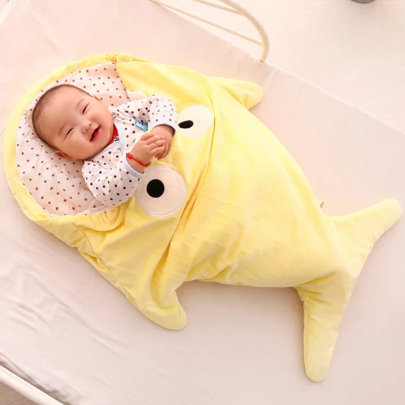 Babies Sleeping Bags Shark Newborn Baby Swaddle Wrap Envelope Cotton 0-18 Months Baby Blanket Swaddling Wrap Sleepsack