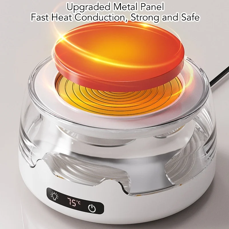 4 Heat Settings Mug Warmer Beverage Heating Plate Electric Warmer With Night Light White For Home Office
