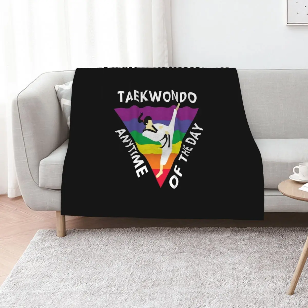 Taekwondo Anytime of the Day-Martial Arts Lovers Throw Blanket warm for winter Weighted cosplay anime Flannel Blankets
