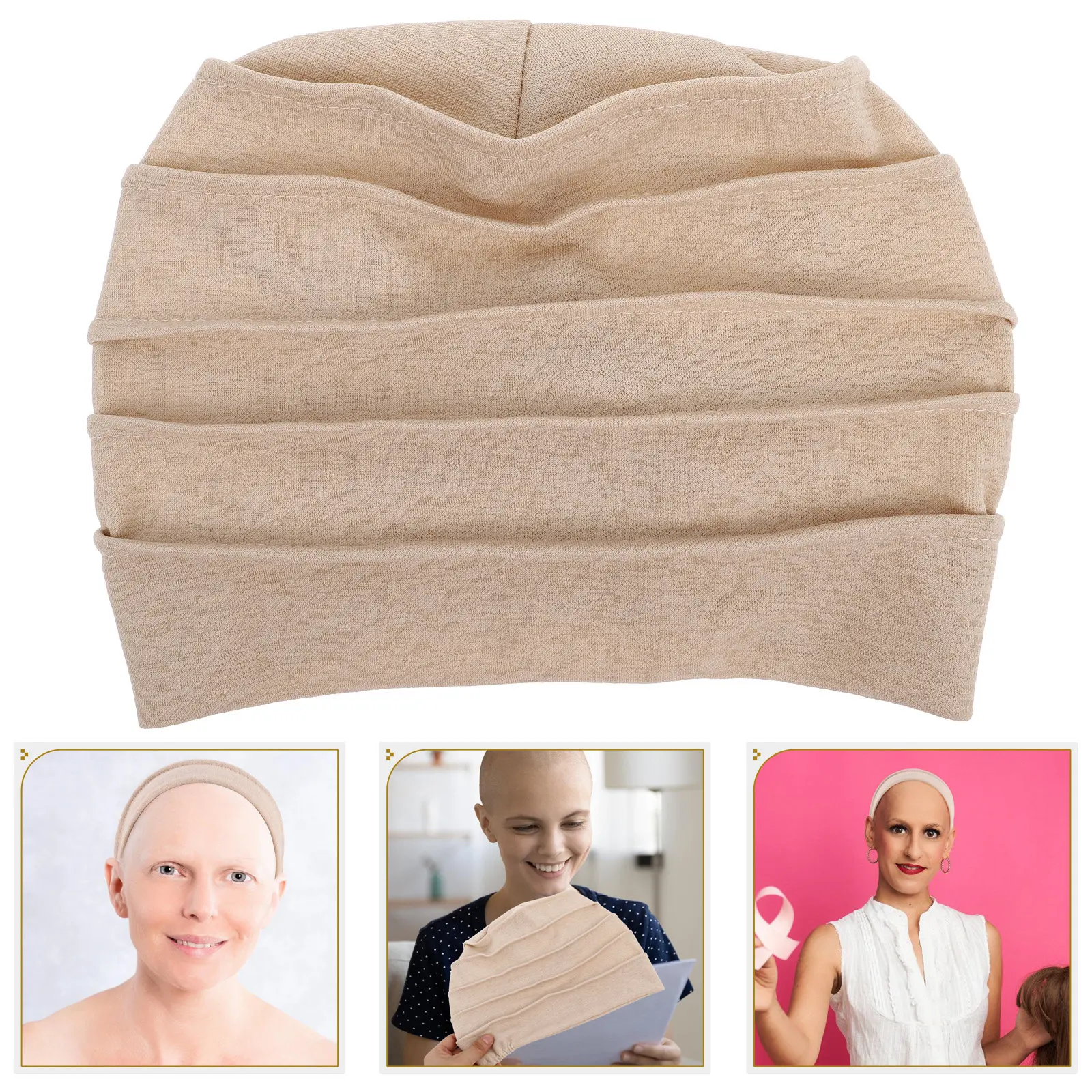 

Muslim Cotton Chemo Turban Head Wrap Cap Night Sleep Hat Soft Pleated Beanie Headwear for Women Hair Loss Comfort