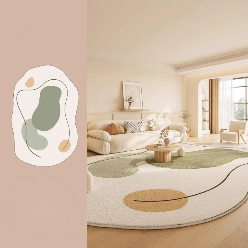 Simple Cream Style Living Room Decoration Carpet Irregular Bedroom Bedside Fluffy Soft Carpets Home Study Cloakroom Non-slip Rug