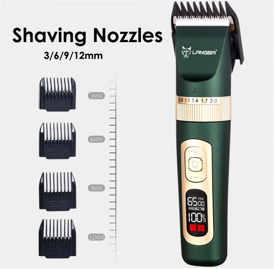 LANGBA Electric Scissors Professional Pet Hair Trimmer Animals Grooming Clippers LCD Display Dog Hair Trimmer Cutters USB