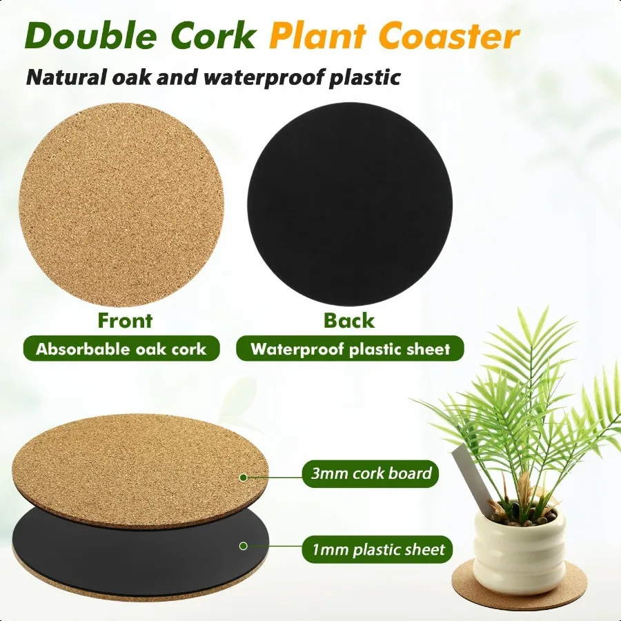 30 Pack Cork Plant Coasters 4 6 8 Inch Cork Plant Saucer for Indoors Bulk Corkwood Coasters Set Round Corkwood Placemats Plant
