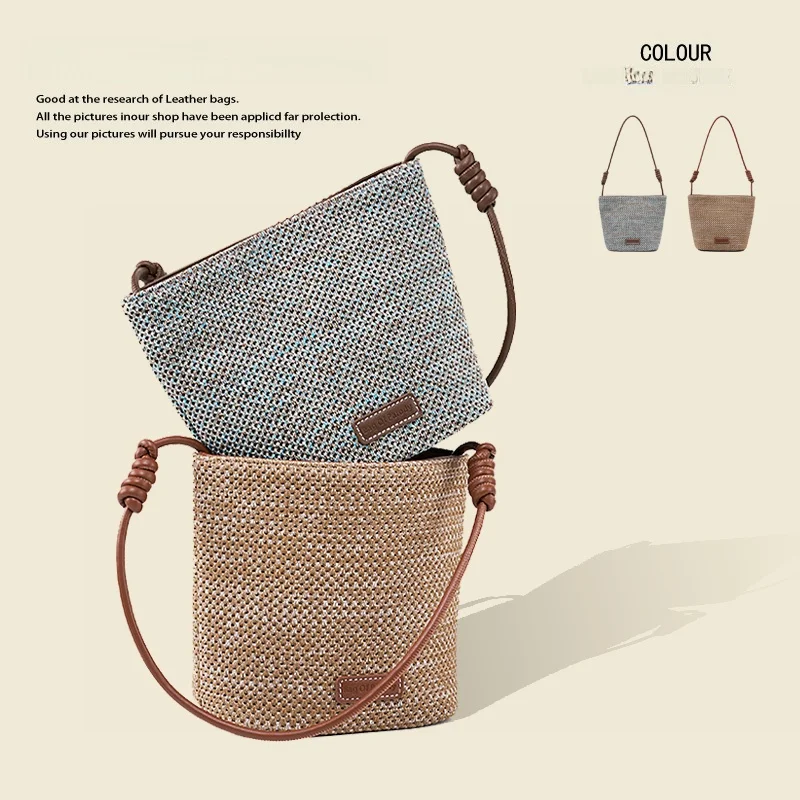 fashionable-woven-bucket-bag-women's-handbag-summer-2026-new-style-single-shoulder-bag-magnetic-buckle-closure-daily-use