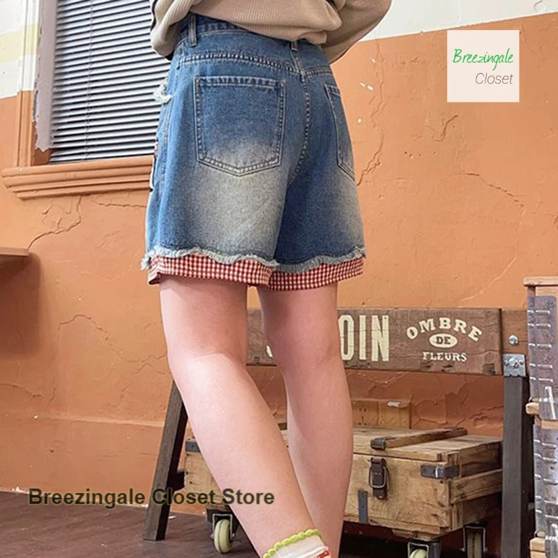 التصميم الأمريكي الكرتون الطباعة الربط منقوشة واسعة الساق الدنيم السراويل النسائية الصيف نمط طفول جديد الإضافية السراويل الساخنة فضفاضة