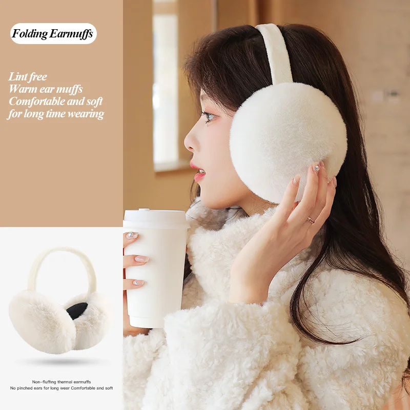 Ear Muffs for Winter Women Adjustable & Foldable Earmuffs Fluffy Soft Ear Warmers Warm Ear Covers for Cold Weather