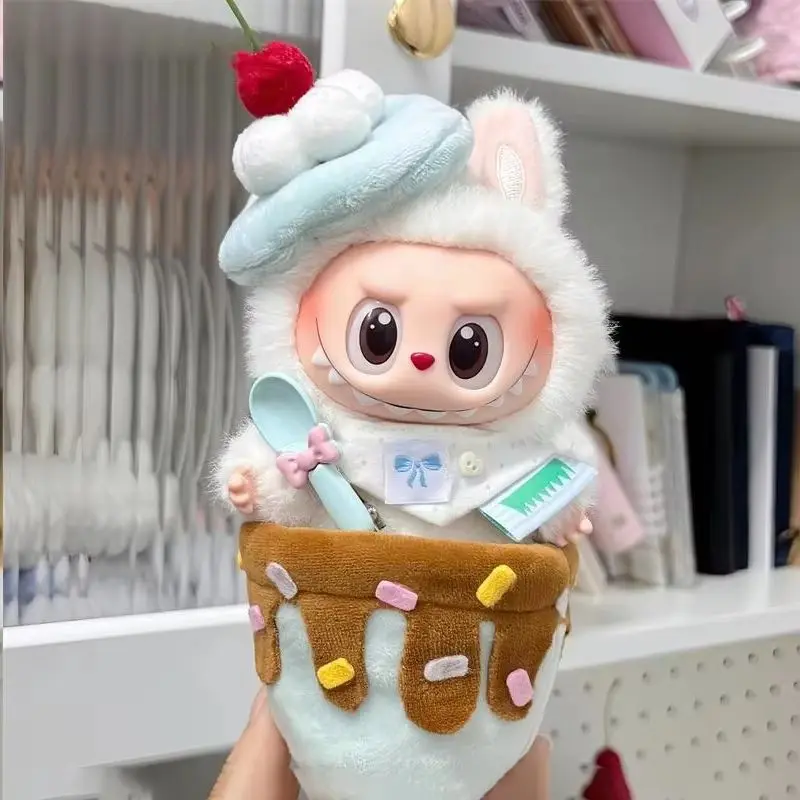 Per set di vestiti per bambole Labubu, design a fragola rosa da 3/4 pezzi, compatibile con accessori per bambole Labubu V1 V2 V3 e 10/13 cm