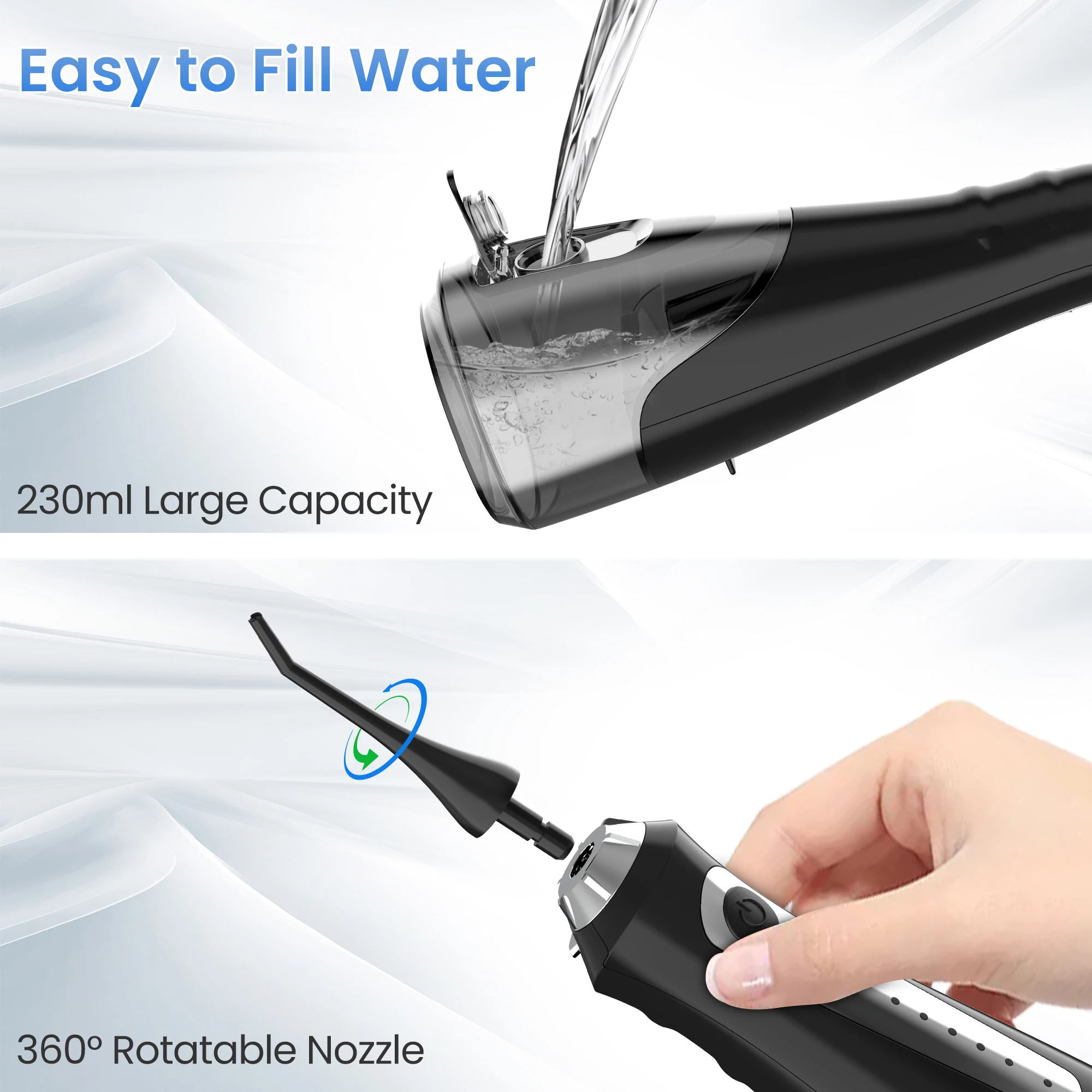 Sejoy Portable Electric Water Flosser Oral Irrigator Dental Teeth Whitening strips 230ML Tank 5 Modes 5 Jet Tips For Home Travel gallery 4
